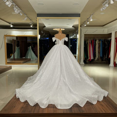 Gorgeous Long Ball Gowns Off the Shoulder Sequins Wedding Dress