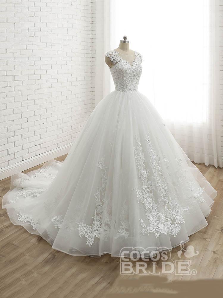 Luxury Long Sweetheart Lace-Up Tulle Ball Gown Wedding Dresses
