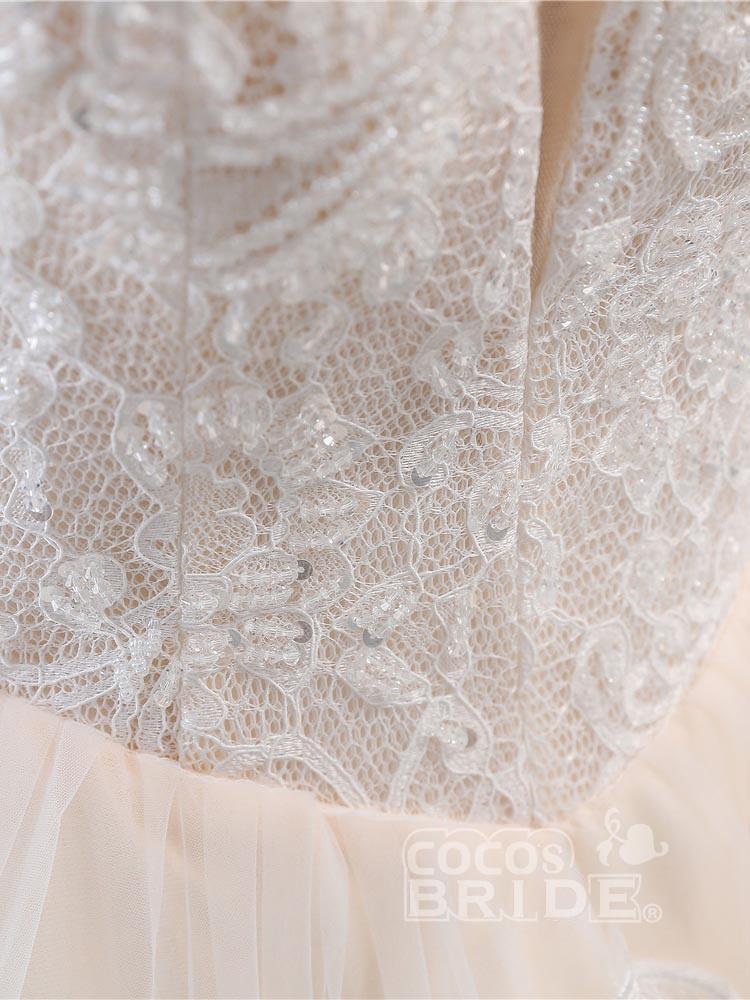 Long Sweetheart Tulle Lace Lace-Up Ball Gown Wedding Dresses
