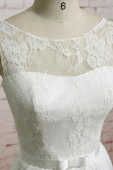 Long A-line Floor Length Lace Tulle Wedding Dress
