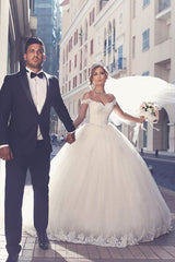 Elegant Long A-line White Sweetheart Wedding Dresses With Lace