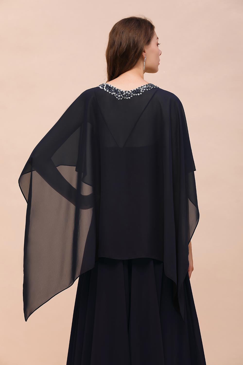Chiffon Dark Navy Special Occasions Wrap