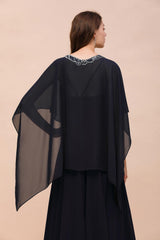 Chiffon Dark Navy Special Occasions Wrap
