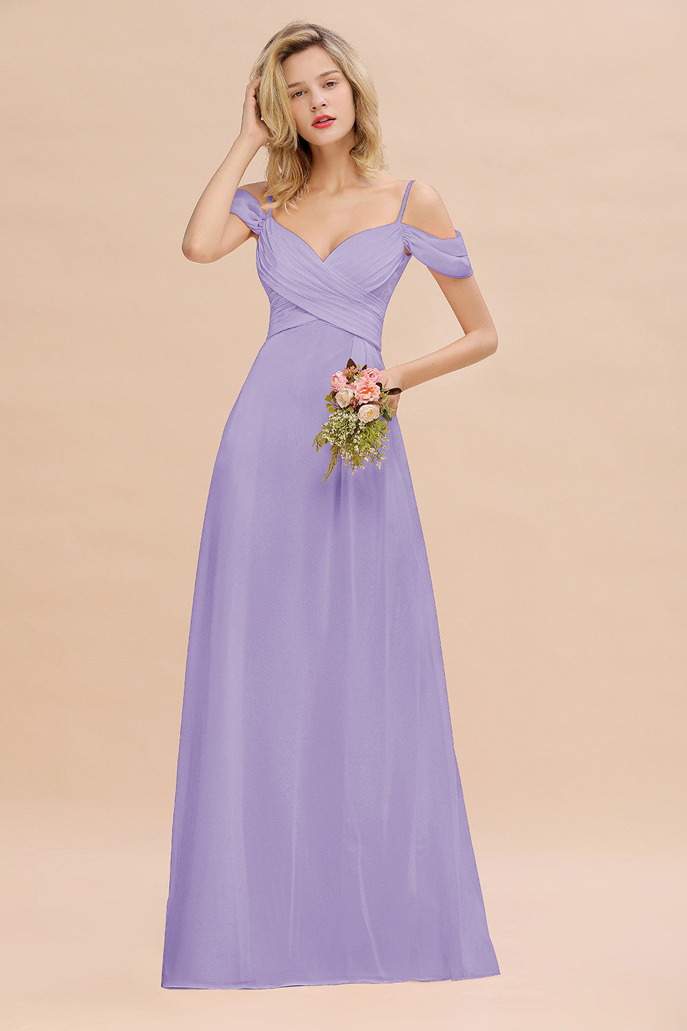 Spaghetti Straps Sweetheart Ruffles Bridesmaid Dress