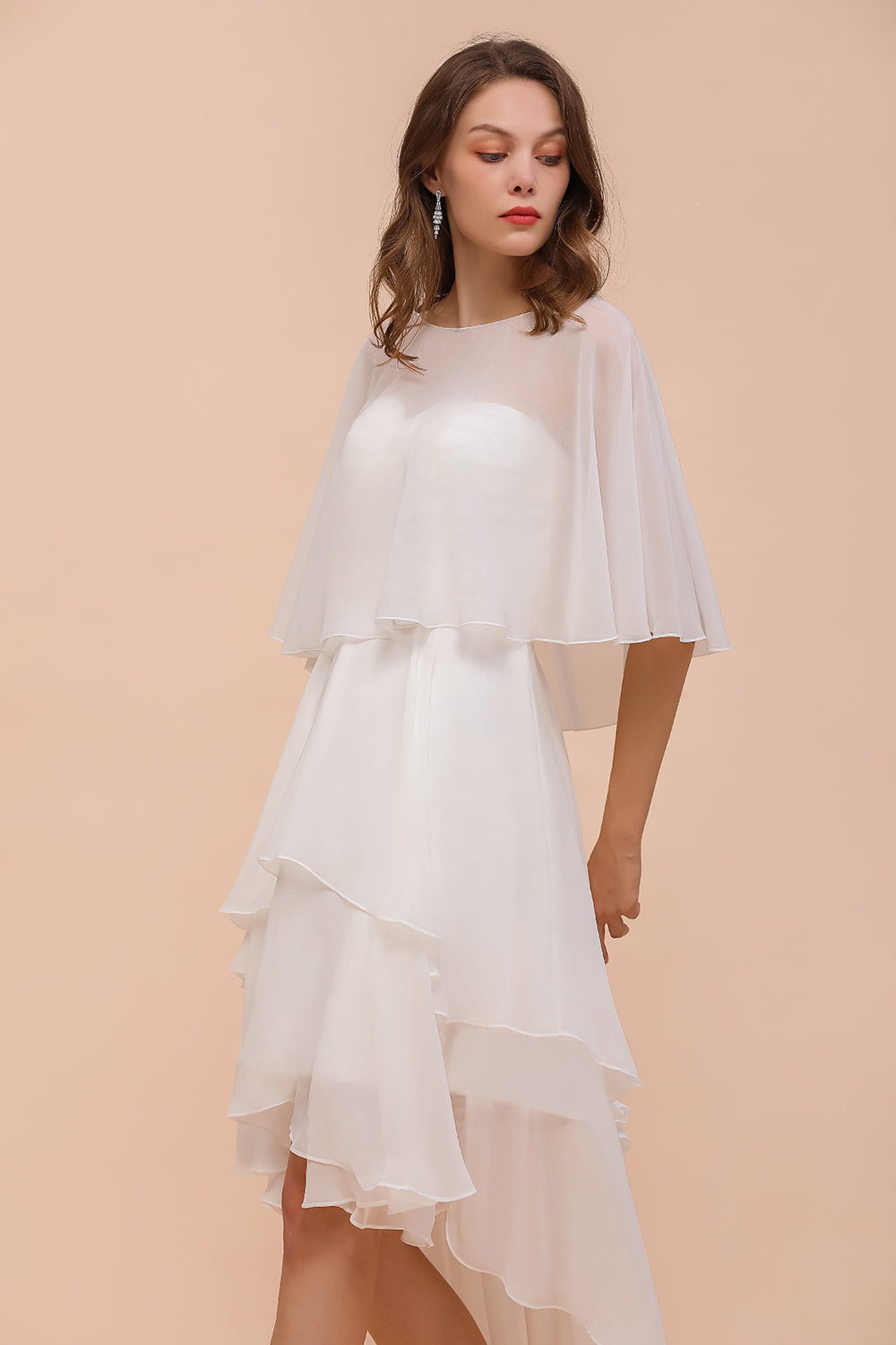 Jewel White Chiffon Special Occasions Wraps