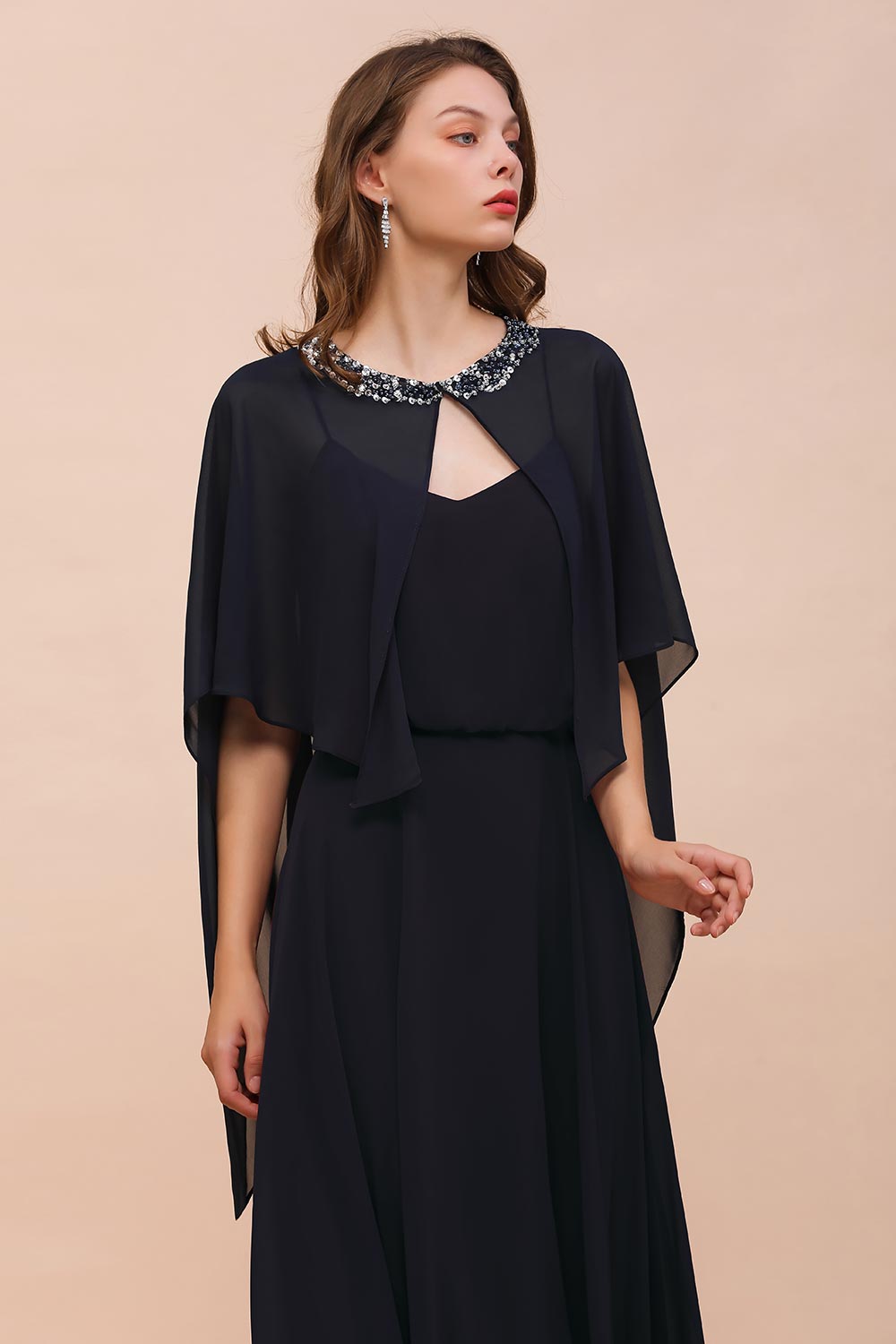 Chiffon Dark Navy Special Occasions Wrap