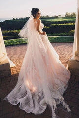 Plus Size Long A-line Sweetheart Tulle Floral Lace Wedding Dress
