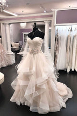 Long A Line Tulle Sweetheart Floor Length Sleeveless Wedding Dress