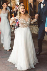 Charming A-line Sweetheart Chiffon Beading Long Sleeves Wedding Dress