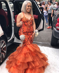 Chic Long Sweetheart Spaghetti Straps Mermaid Plus Size Prom Dress