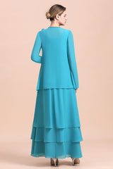 Gorgeous Floral Appliques Long Sleeves Mother of Bride Dress With Wraps