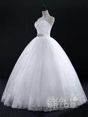 Long Tulle Sweetheart Lace Ball Gown Wedding Dresses