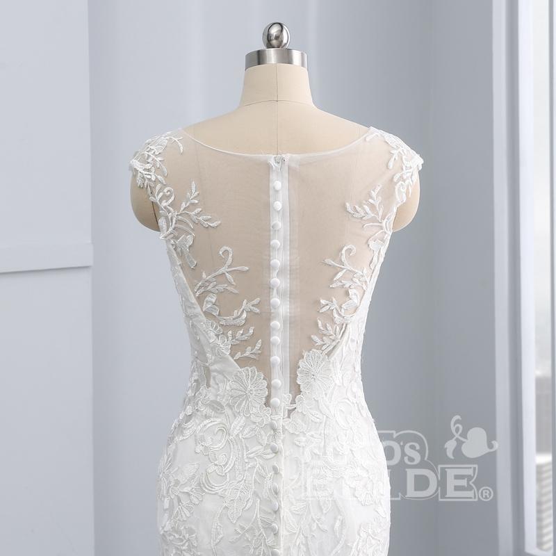 Elegant Long V-Neck Lace Tulle Mermaid Wedding Dresses