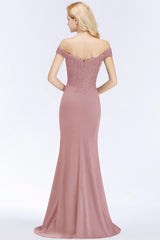 Elegant Long Mermaid Off the Shoulder Lace Bridesmaid Dresses