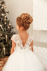 Lovely Long Princess Tulle Floor Length Flower Girl Dress