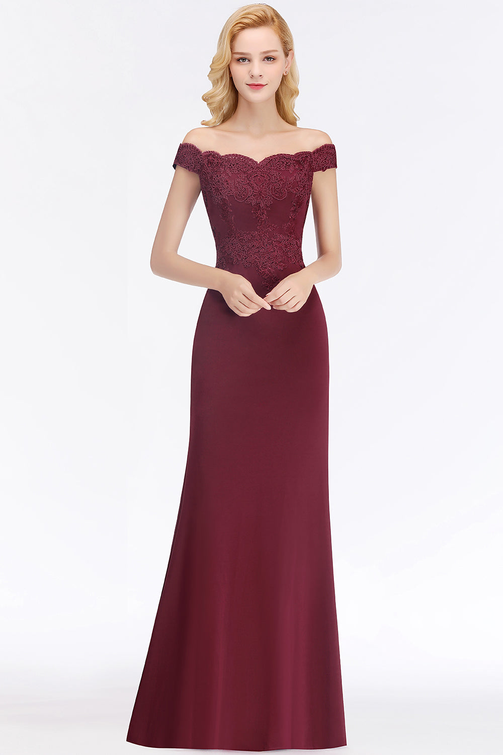 Elegant Long Mermaid Off the Shoulder Lace Bridesmaid Dresses