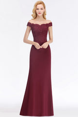 Elegant Long Mermaid Off the Shoulder Lace Bridesmaid Dresses