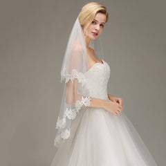 Lace Applique Two Layers Wedding Veils