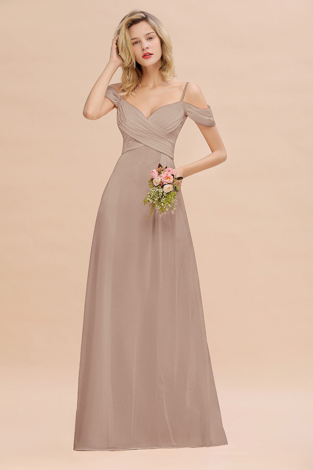 Spaghetti Straps Sweetheart Ruffles Bridesmaid Dress