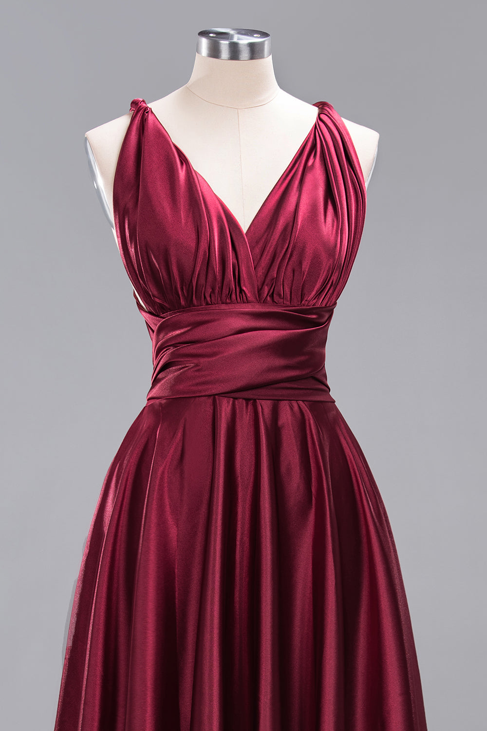 Simple A-Line V-Neck Sleeveless Ruffles Floor Length Bridesmaid Dress
