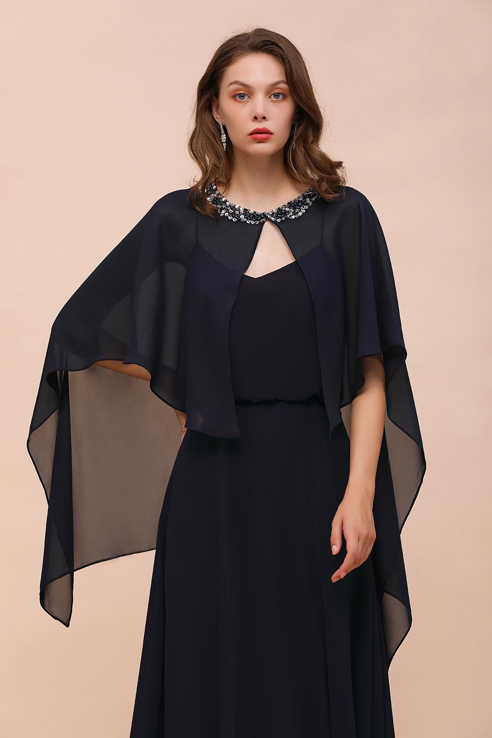 Chiffon Dark Navy Special Occasions Wrap