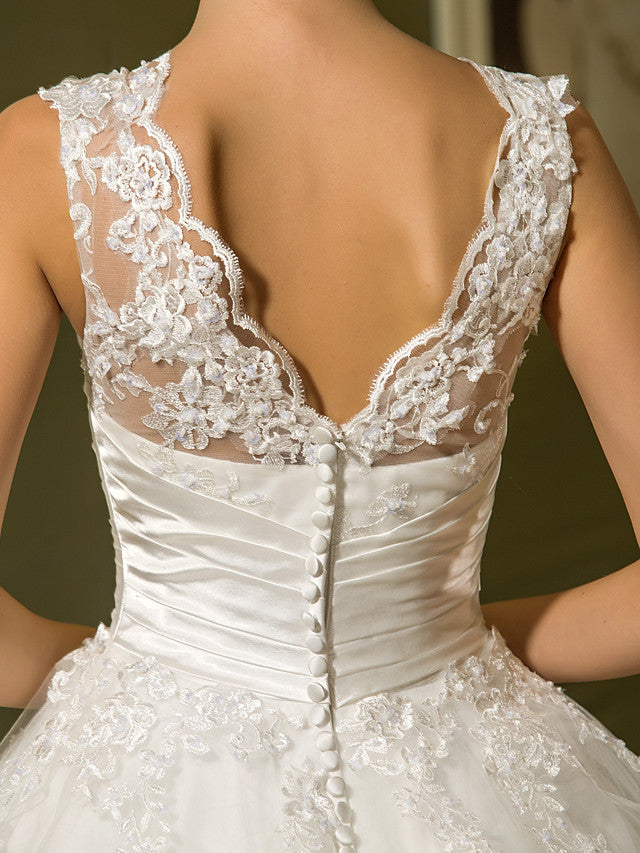 Short A-Line Satin Lace Ankle Length Vintage Wedding Dresses