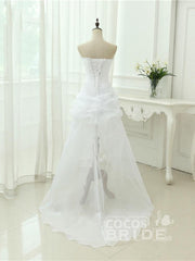 Elegant High Low Off the Shoulder Crystal Tulle Wedding Dresses