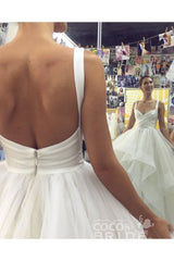 Unique Ball Gown Sweetheart Straps Long Tulle Ruffles Wedding Dress