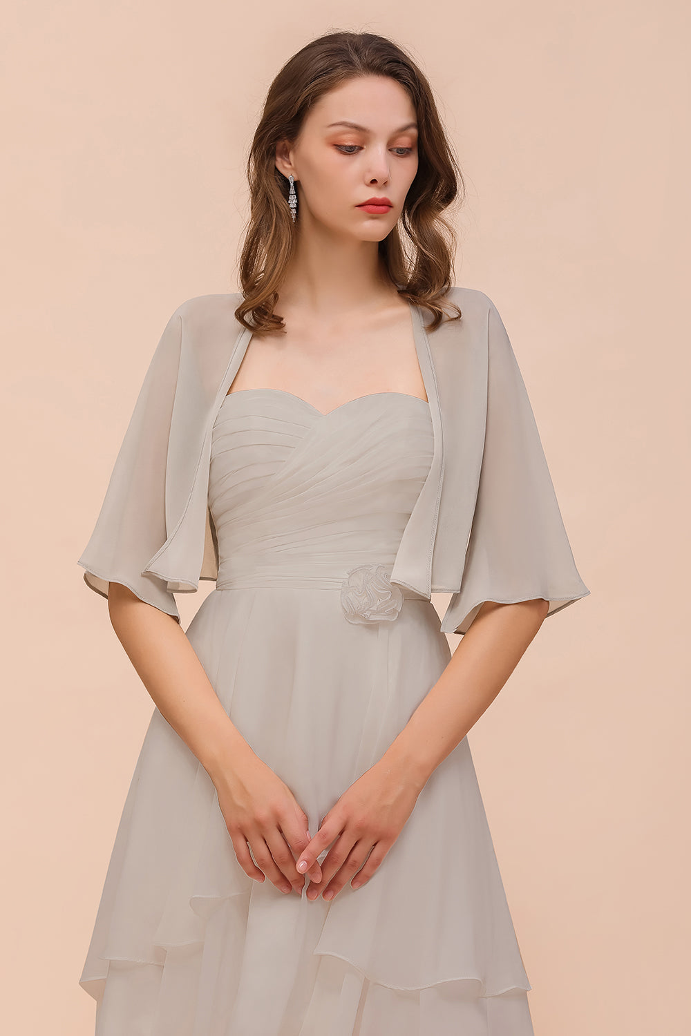 Silver Half Sleeves Chiffon Special Occasions Wraps
