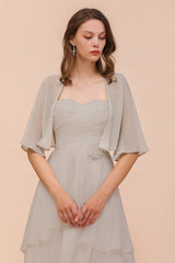 Silver Half Sleeves Chiffon Special Occasions Wraps