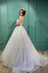 Gorgeous Long A-line One Shoulder Glitter Wedding Dress