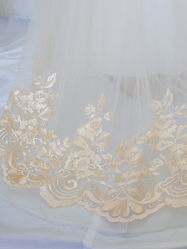 Ball Gown Long Tulle Lace Sleeveless Jewel Neck Flower Girl Dresses