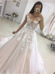 Gorgeous Long A-line Sweetheart Tulle Lace Princess Wedding Dress