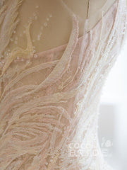 Elegant Long Lace A-Line Tulle Wedding Dresses