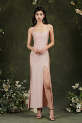 Long Memmaid Sleeveless Spaghetti Straps Party Dresses with Slit