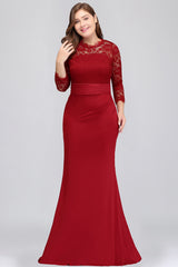 Charming Long Sleeve Bateau Lace Floor Length Mermaid Prom Dress
