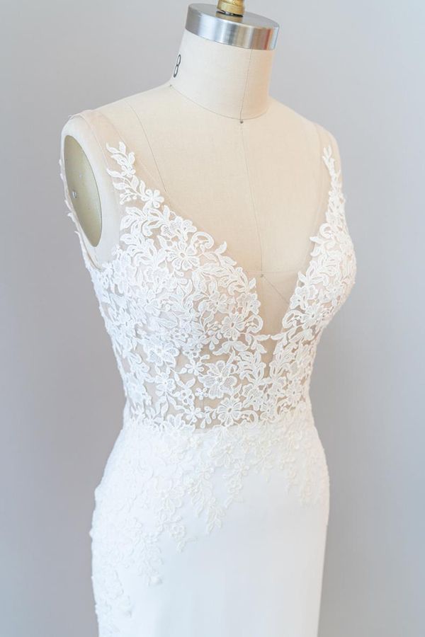 Elegant Long Sweetheart Lace Floor Length Mermaid Wedding Dress