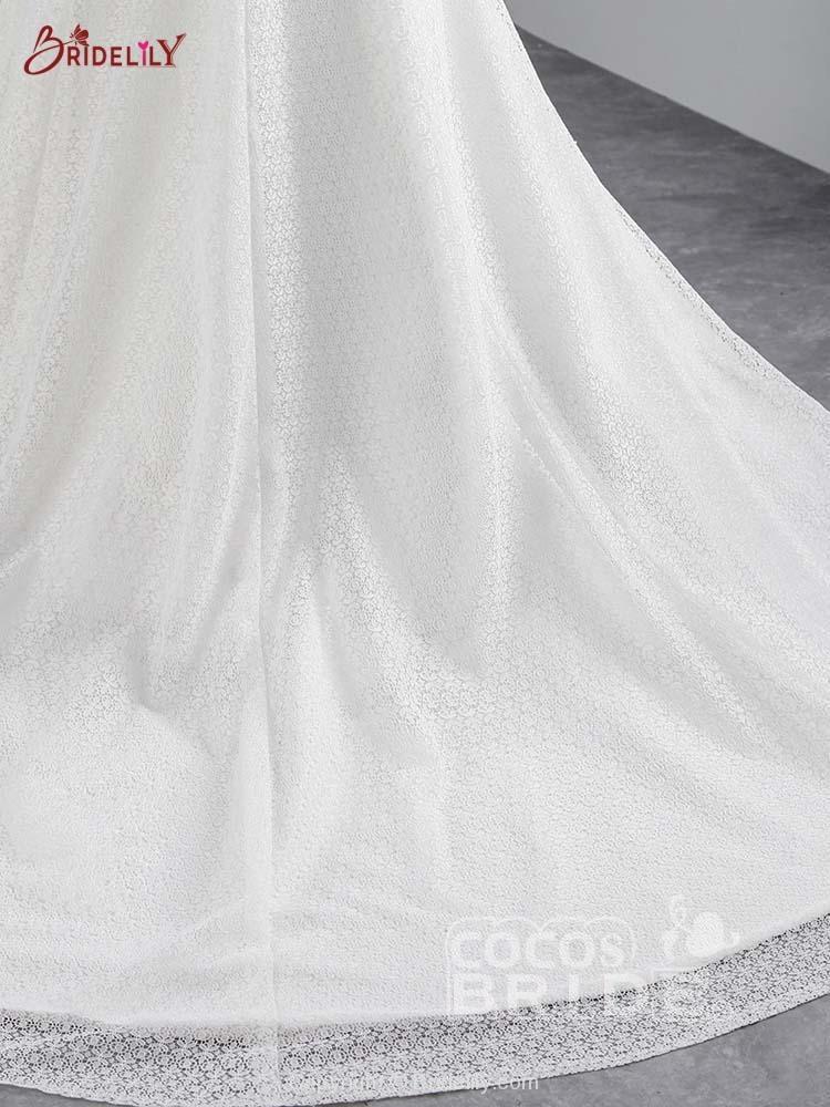 Elegant Long Cap Sleeves Lace-up Mermaid Wedding Dresses