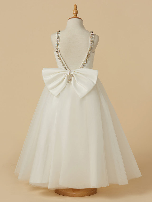 Ivory Ball Gown Tulle Lace Long First Communion Flower Girl Dresses