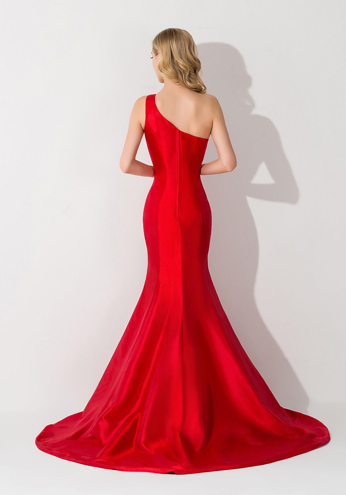 Mermaid Satin One Shoulder Sleeveless Floor Length Bridesmaid Dress