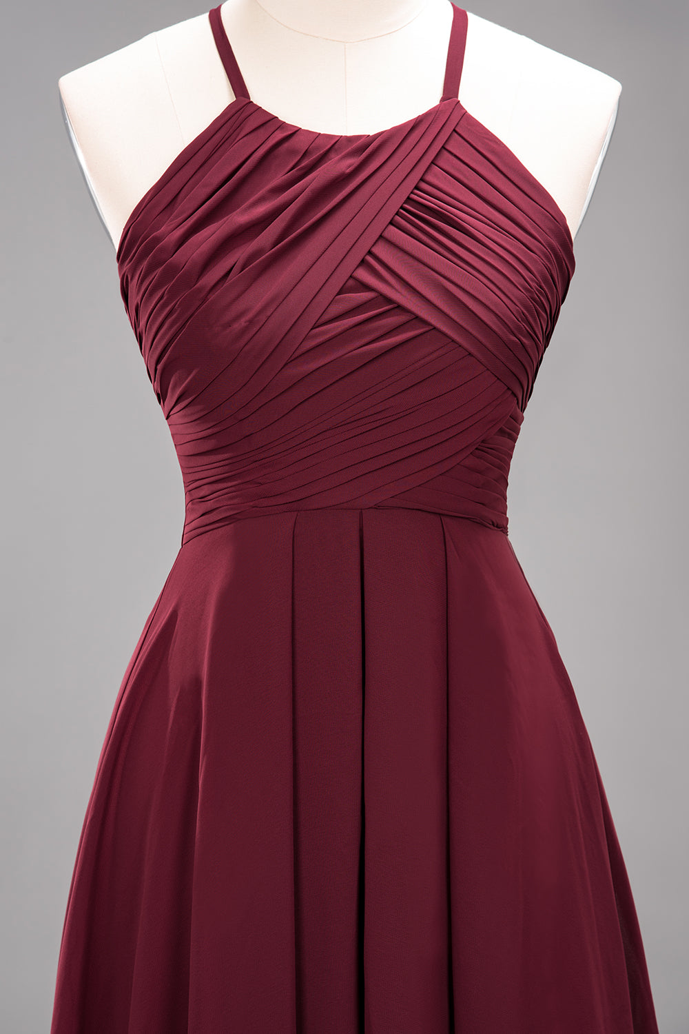 A-Line Chiffon Halter Ruffles Floor Length Bridesmaid Dress