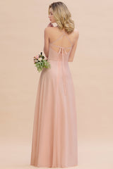 Modern Chiffon Straps Sleeveless Open Back Long Bridesmaid Dress