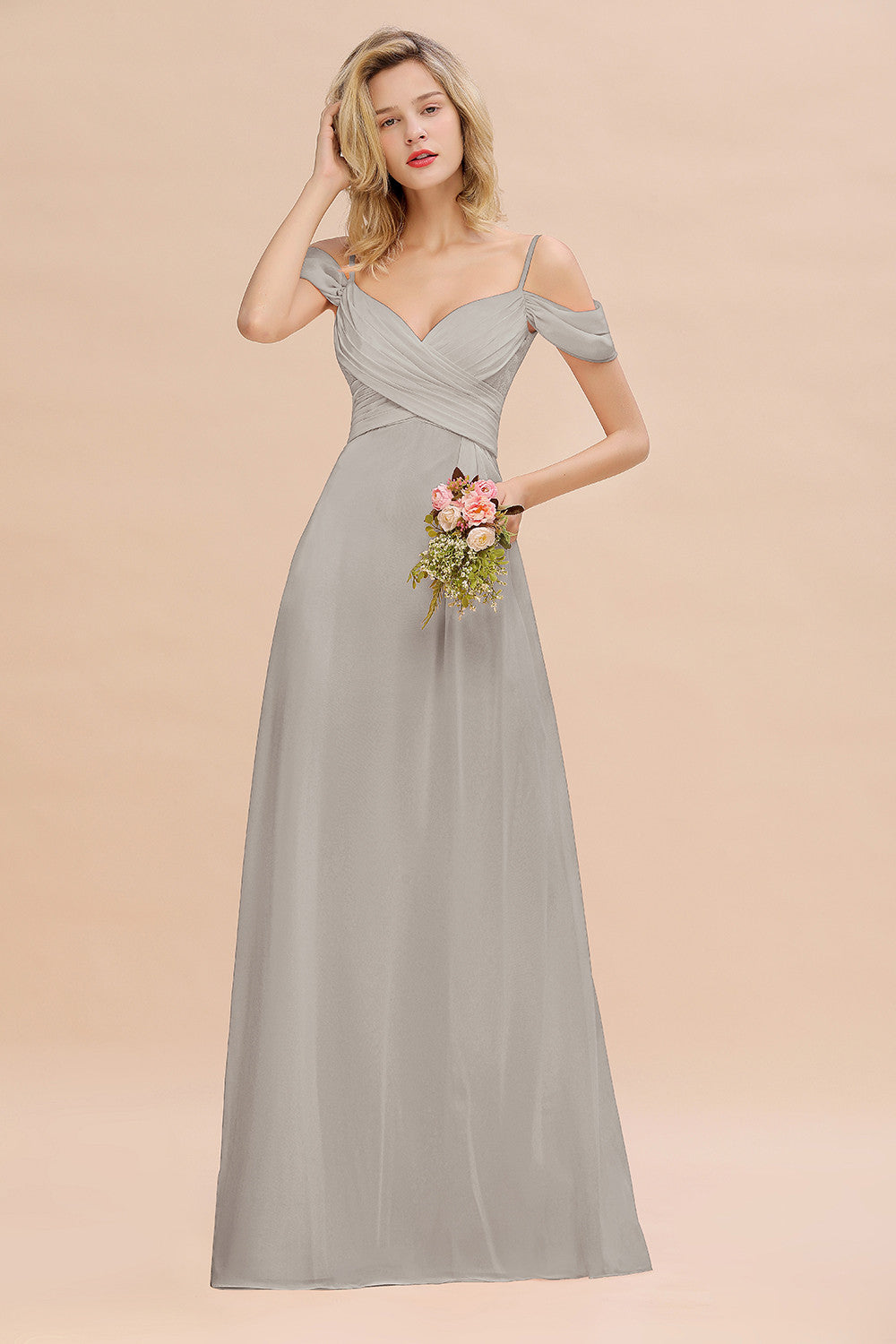 Spaghetti Straps Sweetheart Ruffles Bridesmaid Dress