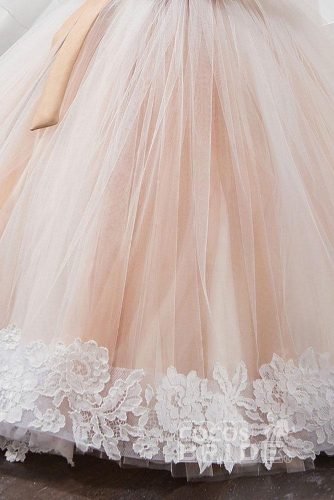 Long Scoop Neck Sleeveless Ball Gown Flower Girl Dress