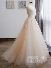 Elegant Long Lace A-Line Tulle Wedding Dresses