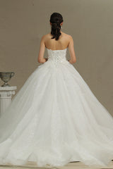 Gergrous Long Off The Shoulder Appliques Sweetheart Ball Gown Wedding Dresses