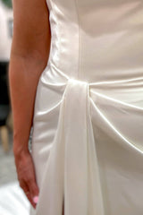 Elegant Long Sweetheart Backless Satin Floor Length Mermaid Wedding Dress with Split