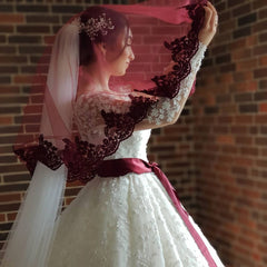 Elegant Long A-line Sweetheart Lace Wedding Dresses with Long Sleeves