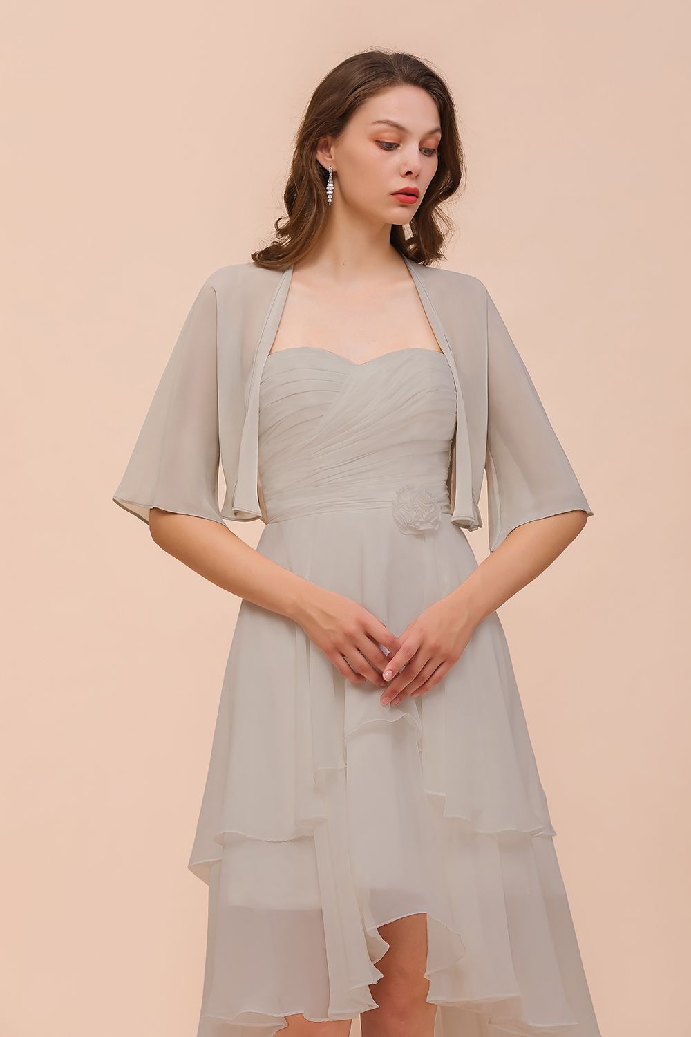 Silver Half Sleeves Chiffon Special Occasions Wraps