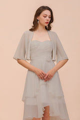 Silver Half Sleeves Chiffon Special Occasions Wraps